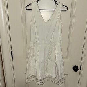 White A-Line V-Neck Mini Dress